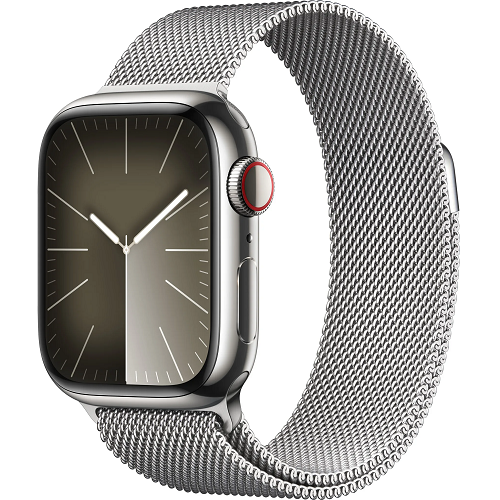 Apple Watch Series 9, Stainless Steel, 45mm, GPS + Cellular, Silber Milanese Loop